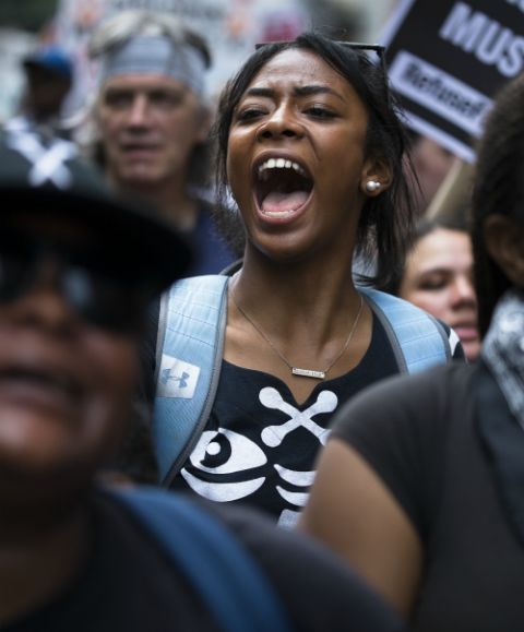 Black Lives Matter demonstrators in Washington Aug. 12, 2018, during the white nationalist rally "Unite the Right 2" (CNS/Tyler Orsburn)