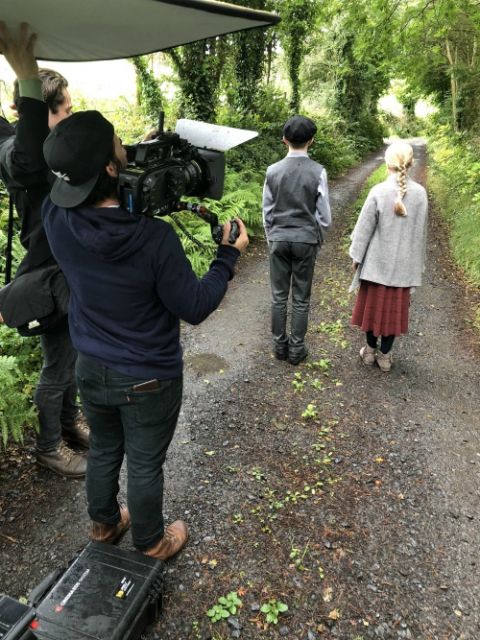 A film crew shoots a scene in 2018 involving young actors in Ireland during the making of the 2020 documentary "Pray: The Story of Patrick Peyton." (CNS/Family Theater Productions)