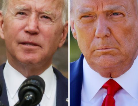 President Joe Biden and former President Donald Trump are seen in this composite photo. (CNS composite; photos by Reuters/Leah Millis and Reuters/Carlos Barria)