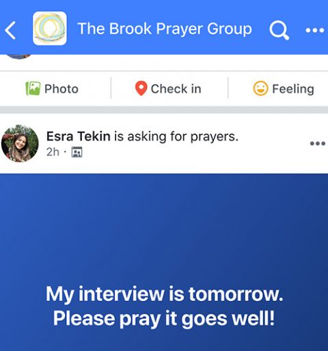 This image provided by Facebook in August 2021 shows a simulation of the social media company's prayer request feature. (AP/Facebook)