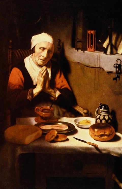 "Old Woman in Prayer" (detail, circa 1656) by Nicolaes Maes (Wikimedia Commons)