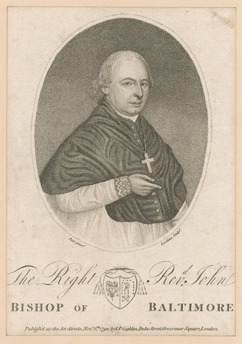 An 18th-century engraving of Bishop John Carroll of Baltimore (The New York Public Library)
