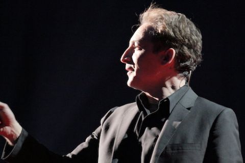 Side view, close up of Physicist Brian Greene