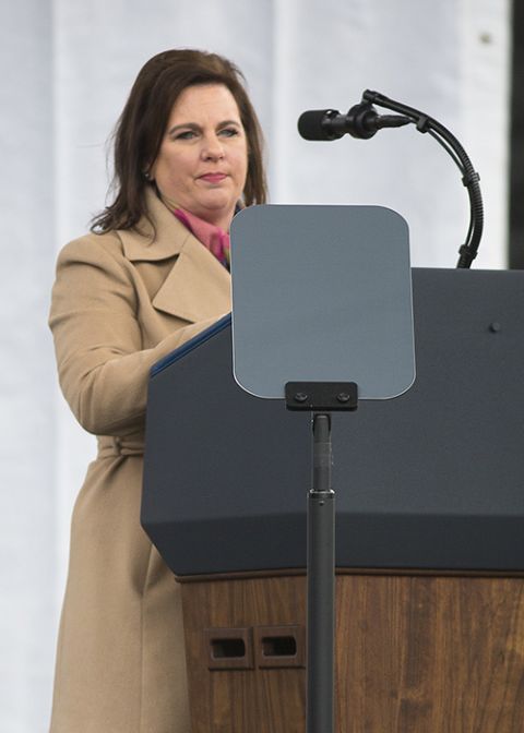 Marjorie Dannenfelser, president of the Susan B. Anthony List, speaks Jan. 24, 2020, during the annual March for Life rally in Washington. (CNS/Tyler Orsburn)