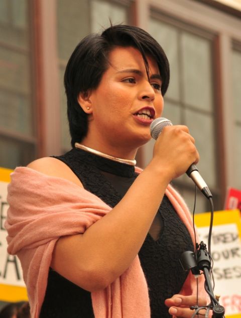 Monserrat Padilla at a Defend DACA rally in Seattle in 2017 (Wikimedia Commons/Joe Mabel)