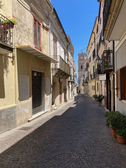 A view of one of the cobblestone streets in Rende, Calabria, Italy (NCR photo/Kate McElwee)