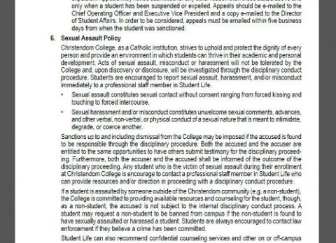 Christendom College student handbook Christendom College student handbook
