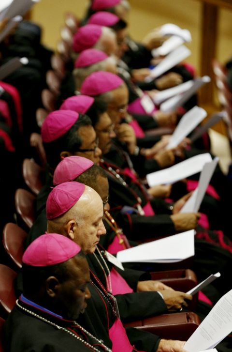 Bishops attend a session of the Synod of Bishops on young people, the faith and vocational discernment at the Vatican Oct. 23, 2018. (CNS/Paul Haring)