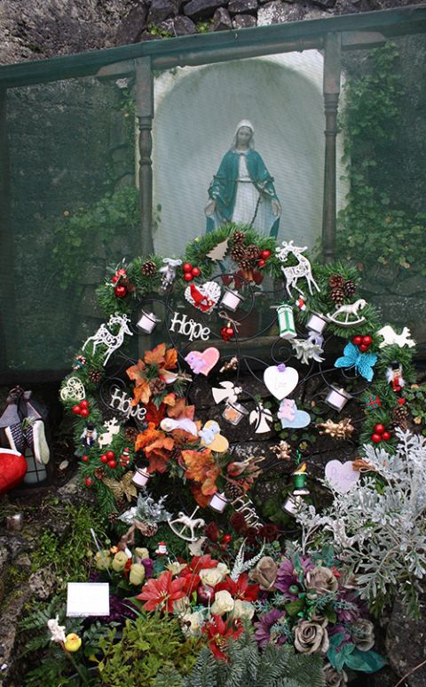 A wreath laid at the site of the former mother and baby home in Tuam, seen in a picture taken December 2021 (Courtesy of Breeda Murphy)