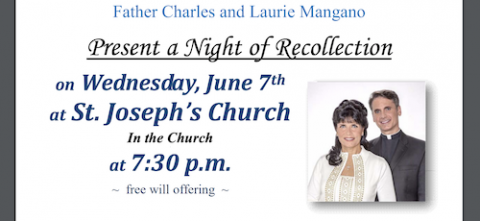 Clip from bulletin of St. Joseph Roman Catholic Church, week of May 28, 2017, page 8, showing announcement of a program with Fr. Charles Mangano and his sister Laurie Mangano (NCR screenshot) Clip from bulletin of St. Joseph Roman Catholic Church, week of May 28, 2017, page 8, showing announcement of a program with Fr. Charles Mangano and his sister Laurie Mangano (NCR screenshot)