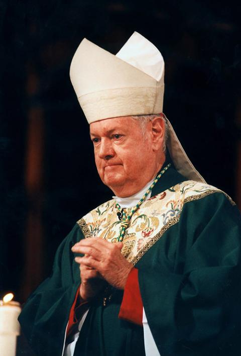 Then-Cardinal-designate Edward Egan, Jan. 21, 2001, in New York Then-Cardinal-designate Edward M. Egan celebrates Mass Jan. 21, 2001, at St. Patrick's Cathedral in New York. He said that being named a cardinal was an honor ''first and foremost for the Archdiocese of New York.'' (CNS/Catholic New York/Maria Bastone)