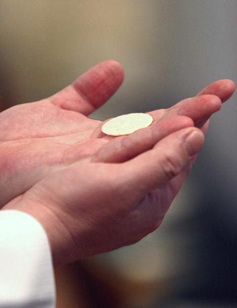 A priest holds a host as he concelebrates Mass in a 2005 file photo. (CNS/Gregory A. Shemitz, Long Island Catholic) A priest holds a host as he concelebrates Mass in a 2005 file photo. (CNS/Gregory A. Shemitz, Long Island Catholic)