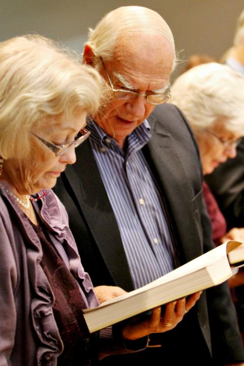 Parishioners during Mass at St. John Nepomucene Church in Bohemia, New York, on the first Sunday of Advent in 2011, the first time the new English version of the Roman Missal was used throughout the U.S. (CNS/Long Island Catholic/Gregory A. Shemitz)