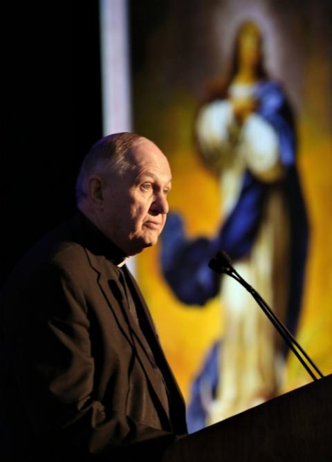Bishop Richard Pates of Des Moines, Iowa, speaks June 13 during the U.S. Conference of Catholic Bishops' annual spring assembly in Fort Lauderdale, Florida. (CNS/Bob Roller)