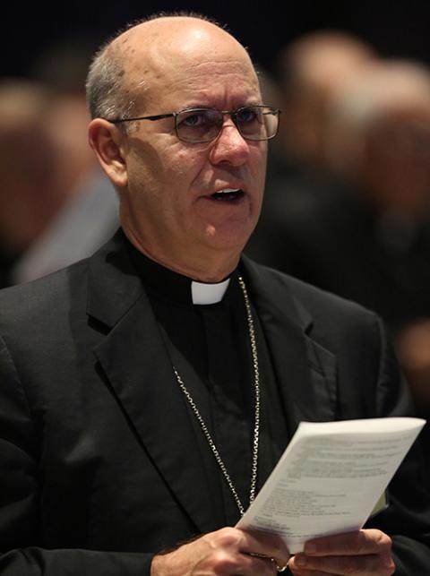 Bishop Kevin Rhoades of Fort Wayne-South Bend, Indiana, is seen June 13, 2018, at the U.S. Conference of Catholic Bishops' annual spring assembly in Fort Lauderdale, Florida. (CNS/Bob Roller) Bishop Kevin Rhoades of Fort Wayne-South Bend, Indiana, is seen June 13, 2018, at the U.S. Conference of Catholic Bishops' annual spring assembly in Fort Lauderdale, Florida. (CNS/Bob Roller)