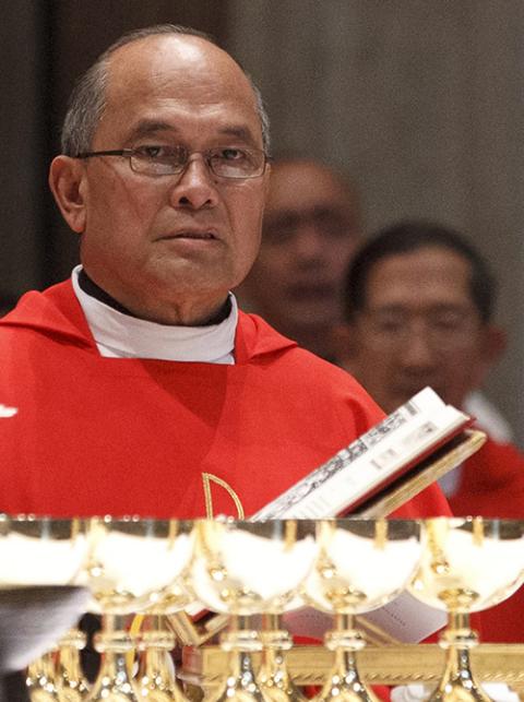 Now-former Archbishop Anthony Apuron of Agana, Guam, is pictured in a 2012 photo at the Vatican. (CNS/Paul Haring)