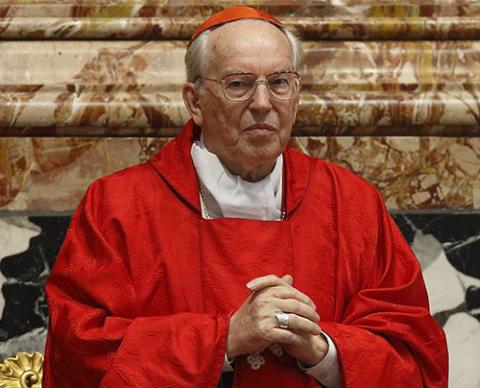 Cardinal Giovanni Battista Re, vice dean of the College of Cardinals, in a 2019 photo (CNS/Paul Haring) Cardinal Giovanni Battista Re, vice dean of the College of Cardinals, in a 2019 photo (CNS/Paul Haring)