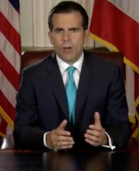 Puerto Rican Gov. Ricardo Rosselló announces his resignation in San Juan late July 24. (CNS/La Forteleza de Puerto Rico handout via Reuters)