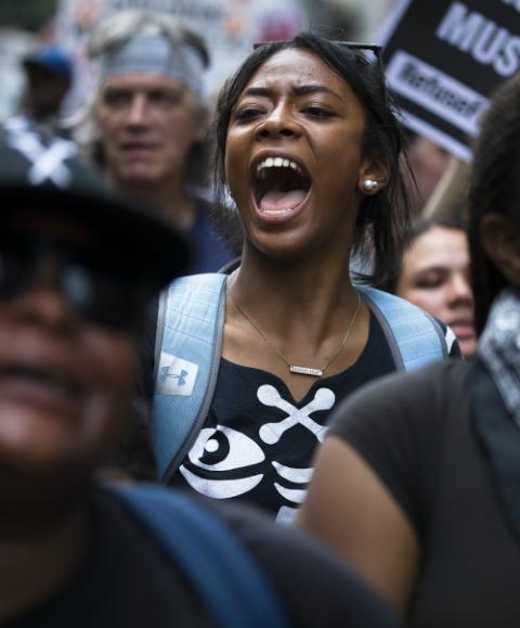 Black Lives Matter demonstrators in Washington Aug. 12, 2018, during the white nationalist rally "Unite the Right 2" (CNS/Tyler Orsburn) Black Lives Matter demonstrators in Washington Aug. 12, 2018, during the white nationalist rally "Unite the Right 2" (CNS/Tyler Orsburn)