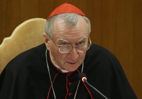 Cardinal Pietro Parolin, Vatican secretary of state, speaks at a conference at the Vatican Oct. 4. (CNS/Paul Haring)