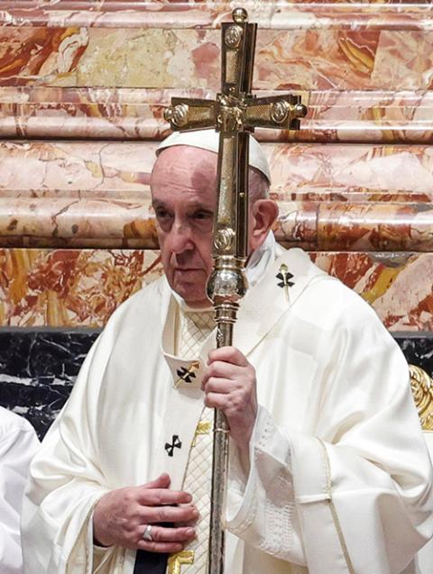 Pope Francis celebrates Mass in St. Peter's Basilica at the Vatican June 6. (CNS/Reuters pool/Giuseppe Lami)