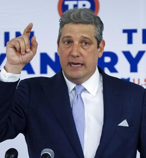 Rep. Tim Ryan speaks to supporters on primary election day May 3 in Columbus, Ohio. (AP/Jay LaPrete)