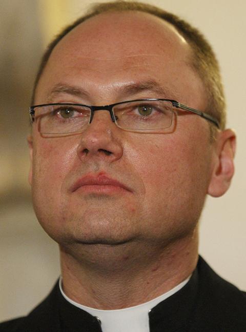 Msgr. Slawomir Oder, postulator for the sainthood cause of Pope John Paul II, speaks during the presentation of his book on the late pope in Rome in this Jan. 26, 2010, file photo. (CNS/Paul Haring)