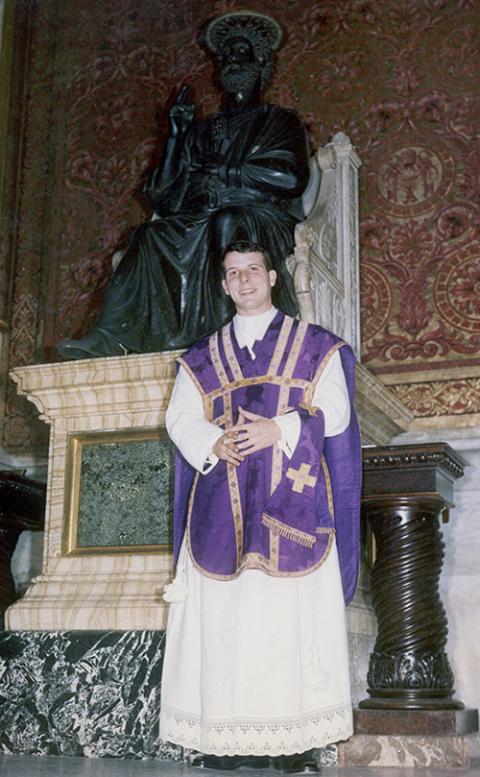 Fr. Michael Ryan in St. Peter's Basilica after his ordination in 1966 (Courtesy of St. James Cathedral, Seattle)