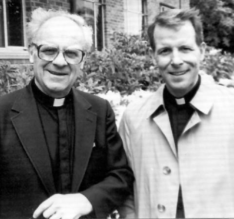 Seattle Archbishop Raymond Hunthausen, left, with Fr. Michael Ryan, who served as Hunthausen's chancellor and vicar general from 1977 to 1988 (Courtesy of St. James Cathedral, Seattle)