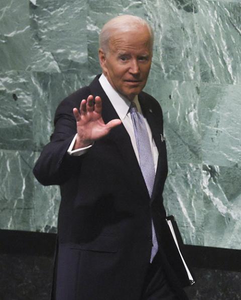 President Joe Biden departs after addressing the U.N. General Assembly in New York City Sept. 21. (CNS/Reuters/Leah Millis)