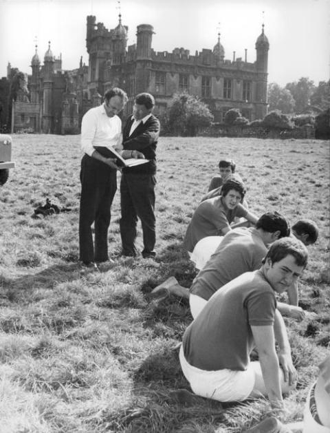 Scene from movie set of Decline and Fall.