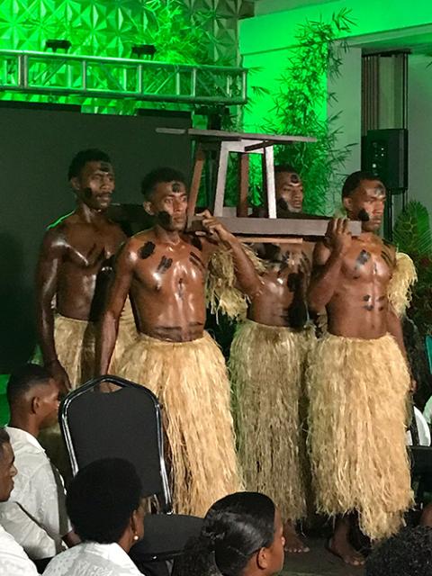 Environmentally vulnerable communities in Fiji present music, stories and dance to the Catholic bishops of Oceania during their Feb. 5-10 meeting in Suva, Fiji. (Susan Pascoe)
