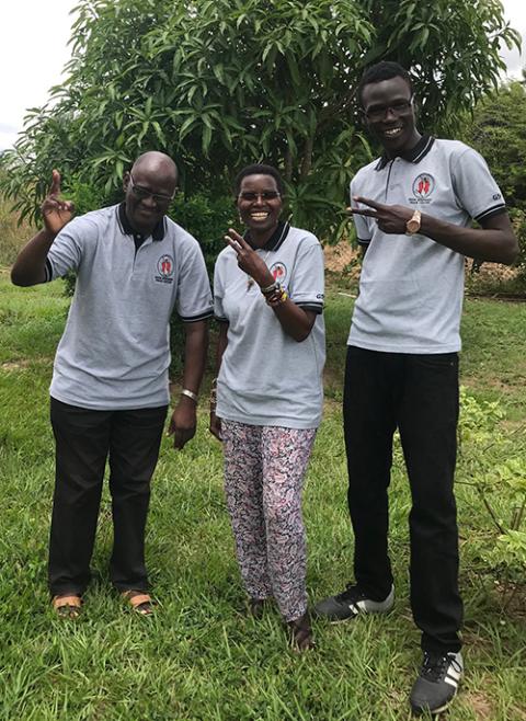 Sr. Scholasticah Nganda is pictured with two staff members of the grounds of Good Shepherd Peace Centre-Kit. (Courtesy of Scholasticah Nganda)