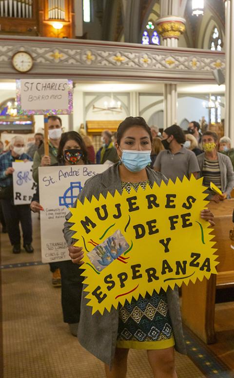 Advocates for immigrants process into Mass at Holy Trinity Catholic Church in Detroit Sept. 22, 2021. (CNS/Jim West)