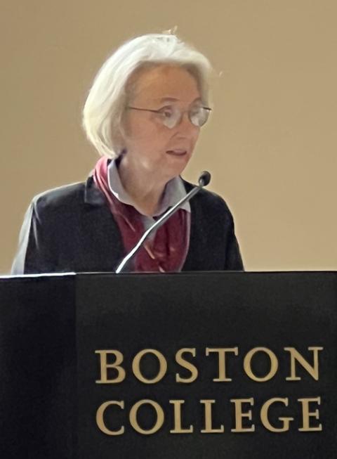 Robin Darling Young of the Catholic University of America presents a historical overview on synods. (Courtesy of Boisi Center for Religion and American Life)