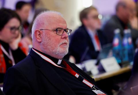 German Cardinal Reinhard Marx of Munich and Freising, attends the fifth synodal assembly in Frankfurt March 9. (OSV News/Reuters/Heiko Becker)