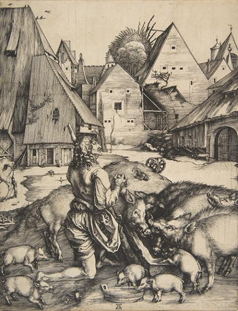 "The Prodigal Son Among the Pigs" (1496) by Albrecht Dürer (Metropolitan Museum of Art)