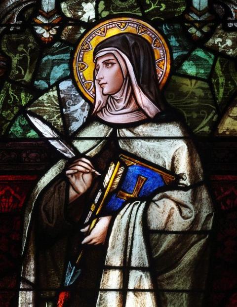 St. Teresa of Avila depicted in stained glass