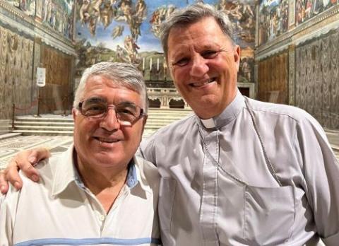 Fr. Eddie Zammit with Cardinal Grech in the Sistine Chapel