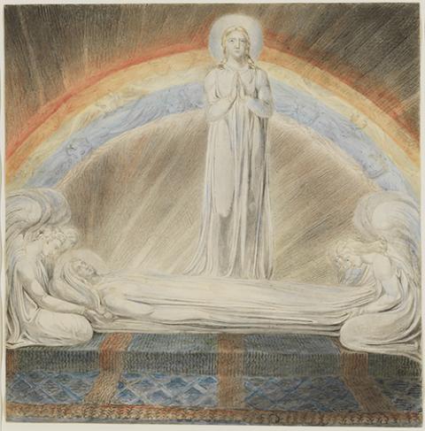 "The Death of the Virgin," 1803, William Blake (British, 1757–1827), watercolor (Courtesy of Getty Museum/©Tate)