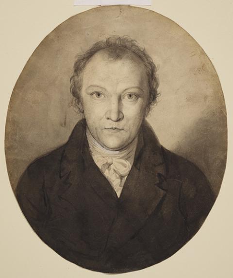 "Self-Portrait," 1802–1804, William Blake (British, 1757–1827), graphite and gray wash with white heightening (Courtesy of Getty Museum)