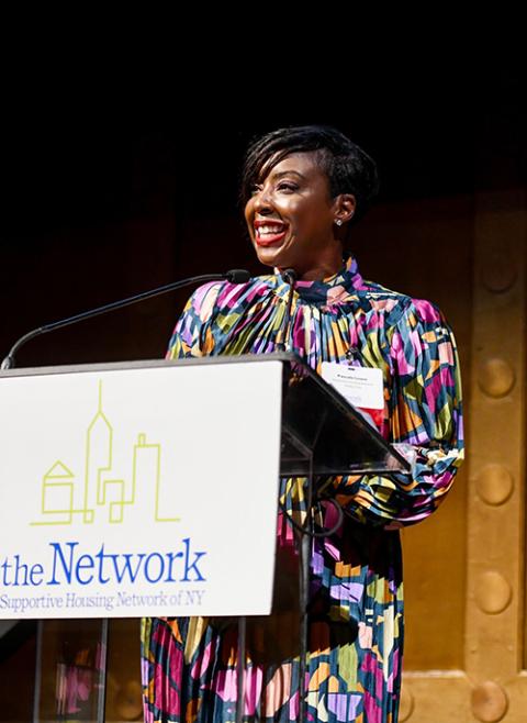 Pascale Leone is executive director of the Supportive Housing Network of New York, a membership organization representing more than 200 nonprofits that develop and operate supportive housing."There are real challenges that can reduce the efficacy of some permanent supportive housing," she said. But "study after study" affirms that it "helps people get back on their feet and provides the best opportunity for them to find stability." (Courtesy of Supportive Housing Network of New York)
