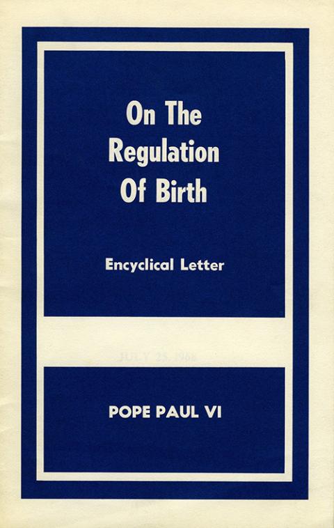 This copy of Humanae Vitae, "Of Human Life," was published in English by the U.S. bishops' conference after the encyclical was promulgated in Latin by Pope Paul VI in 1968. (CNS)