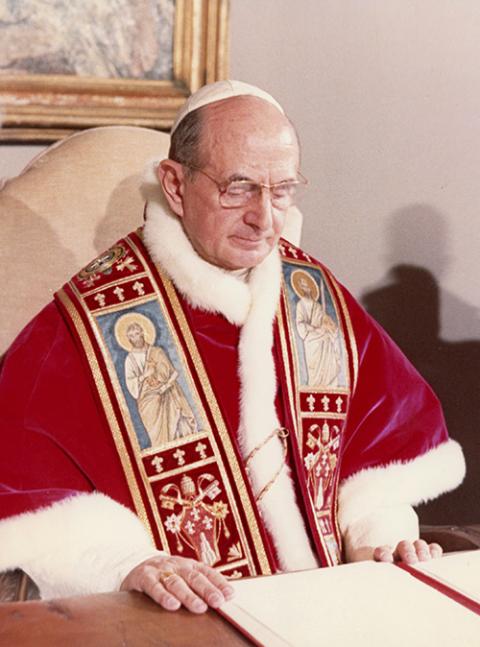 Pope Paul VI at the Vatican on June 29, 1968 (CNS files)