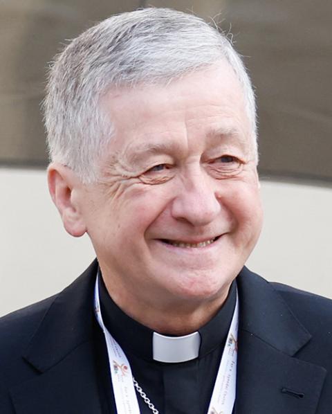 Chicago Cardinal Blase Cupich arrives for a working session of the assembly of the Synod of Bishops at the Vatican Oct. 16, 2023. (CNS/Lola Gomez)
