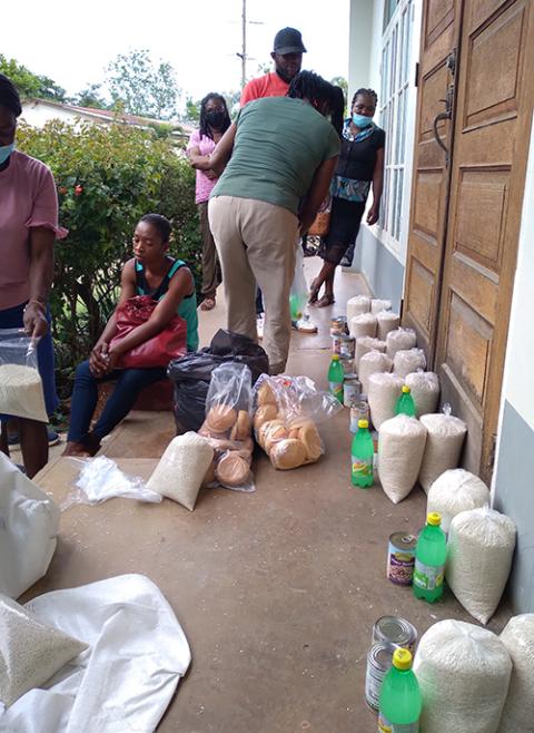 The nutrition packets, donated by businesses in town, provide a nutritionally balanced diet for two weeks, including rice, peas, snacks and cornmeal. (Courtesy of Elizabeth Njorge)