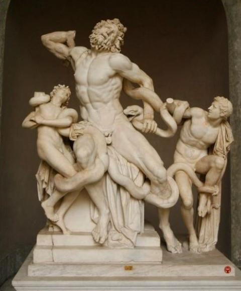 The statue of Laocoön and His Sons is seen in the Vatican Museums in this file photo from Nov. 21, 2007. The sculpture was the target of an August 2022 protest to draw attention to climate change.