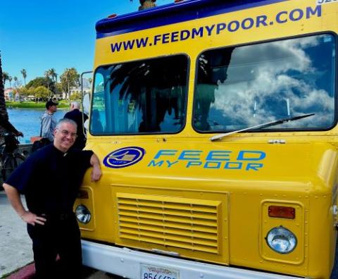 Food truck 3: Fr. Ed Benioff, pastor at Church of the Good Shepherd in Beverly Hills, started Feed My Poor in 2020 at the start of the pandemic. 