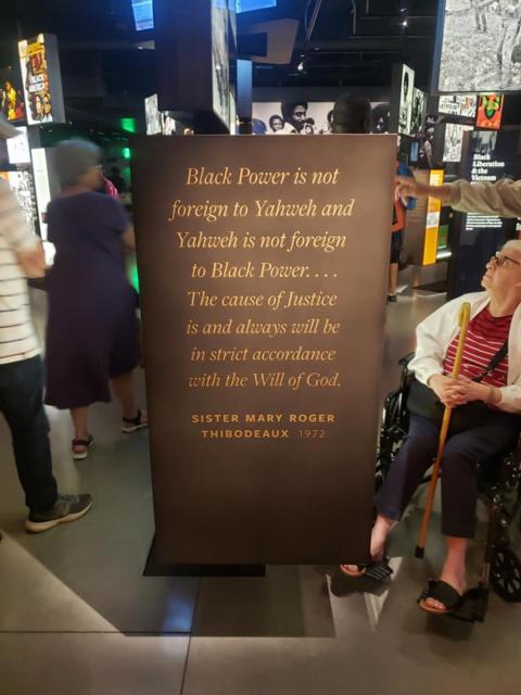 Sister Mary Roger quote Exhibit plaque bearing Sister Mary Roger quote