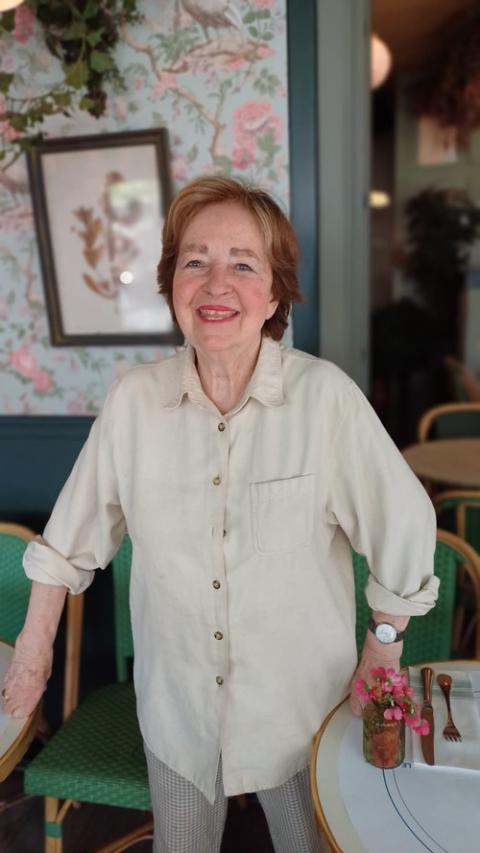 Marie-Françoise Ousset, July 2024 photograph. Ousset smiles in portrait.